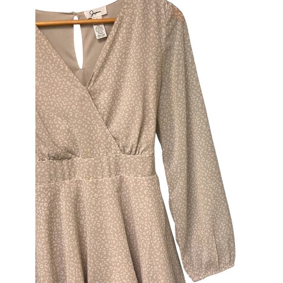 Japna Long Sleeve Chiffon Dress Large Animal Print Surplice Neckline Lined - Picture 3 of 10